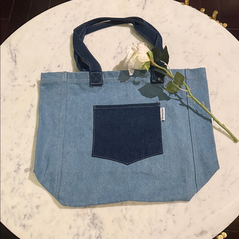 Bloomingdale's Blue Denim Tote with Pocket
